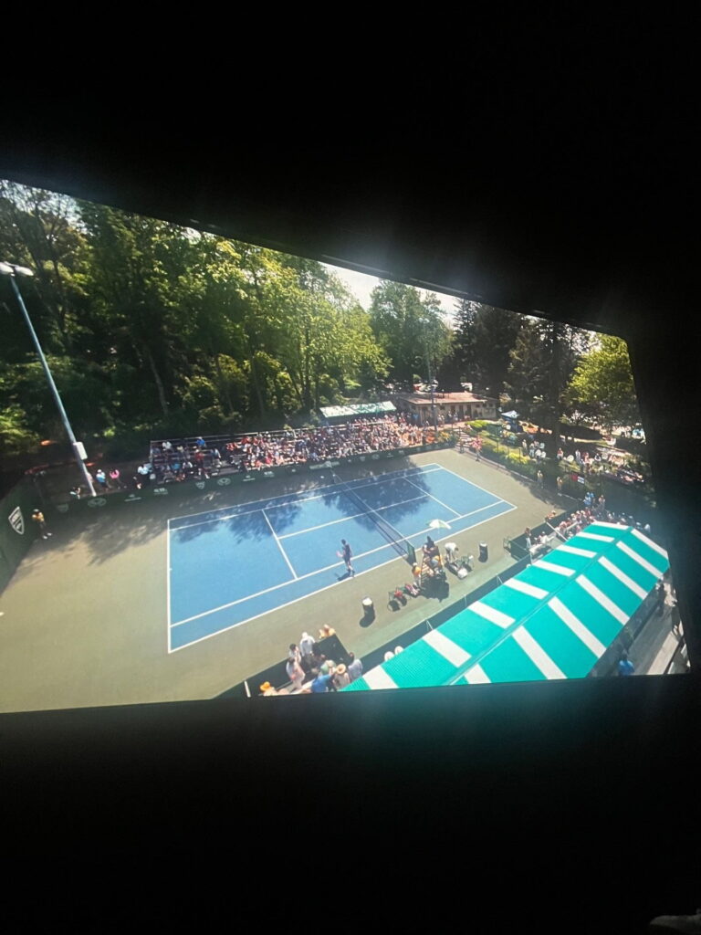 Photo of a tennis court scene in Challengers